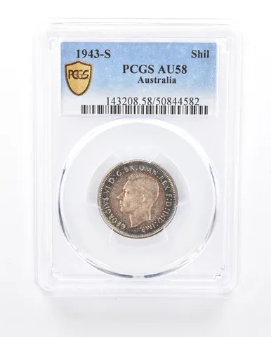 1943-S Australia Shilling AU58 PCGS Beautiful Tone *1305