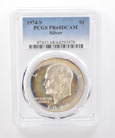 1974-S Eisenhower $1 Silver PR68 DCAM PCGS Beautiful Tone *1949