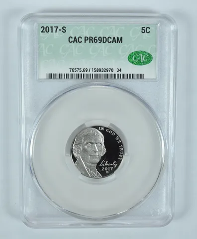 2017-S Jefferson Nickel PR69 DCAM CAC CACg
