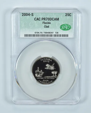 2004-S Washington State Quarter Florida CLAD PR70 DCAM CAC CACg