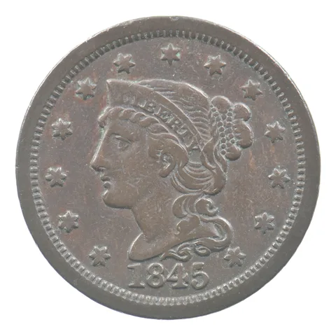 1845 Braided Hair Large Cent a3365