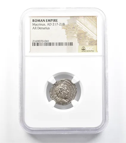 AD 217-218 Roman Empire Macrinus AR Denarius NGC *5916