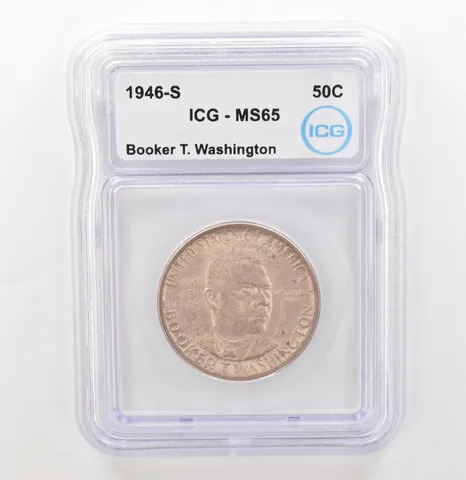 1946-S Booker T Washington Commemorative Half Dollar MS65 ICG Nice Tone *3903