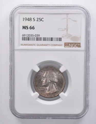 1948-S Washington Quarter MS66 NGC Beautiful Tone a7165
