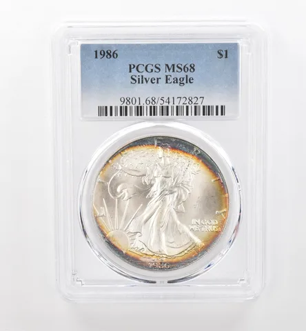 1986 American Silver Eagle MS68 PCGS Peripheral Tone *1742