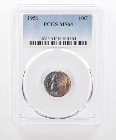 1951 Roosevelt Dime MS64 PCGS Beautiful Tone *2712