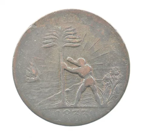 1833 Liberia Large Cent American Colonization Society Small Ship *0537