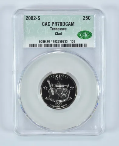 2002-S State Quarter Tennessee Clad PR70 DCAM CAC CACg