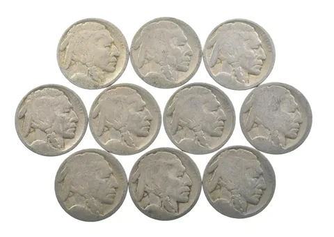 Lot 10 5c RAISED GROUND 1913 Buffalo Nickels First Year Issue! May be P/D/S *642