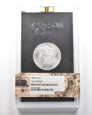 1885-CC Morgan Silver Dollar GSA Hoard BU NGC a1756