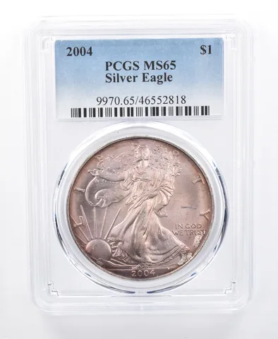 2004 American Silver Eagle MS65 PCGS Dusky Tone *8599