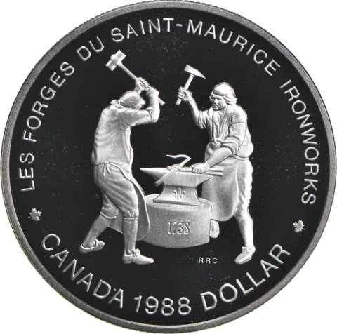 1988 Canada 50% Silver Canadian Silver Dollar - Saint-Maurice Ironworks