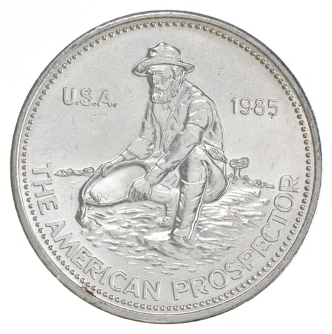 1985 1 Troy Oz. .999 Silver Engelhard American Prospector Silver Round