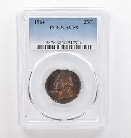 1964 Washington Quarter AU58 PCGS Beautiful Tone *0315