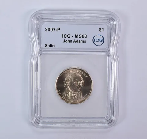2007-P Presidential $1 John Adams SMS Satin MS68 ICG