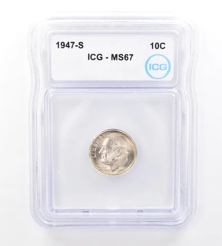 1947-S Roosevelt Dime MS67 ICG Beautiful Tone a1584