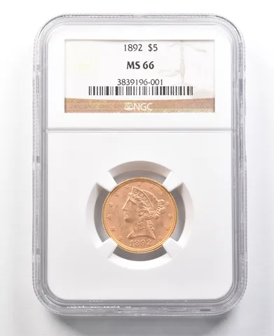 1892 $5 Liberty Head Gold Half Eagle MS66 NGC *2961