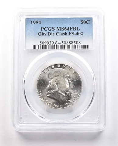 1954 Franklin Half Dollar Obverse Die Clash FS-402 MS64 FBL PCGS *1452