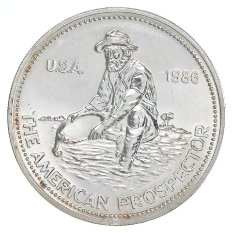 1986 1 Troy Oz. .999 Silver Engelhard American Prospector Silver Round
