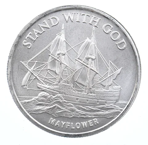 VINTAGE Art Bar/Round Mayflower Rebellion To Tyrants .999 Silver 1 T Oz *851