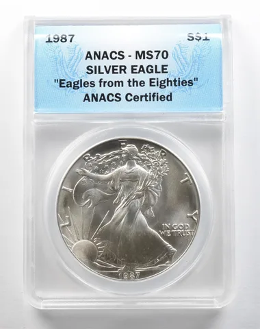 1987 American Silver Eagle MS70 ANACS a3836