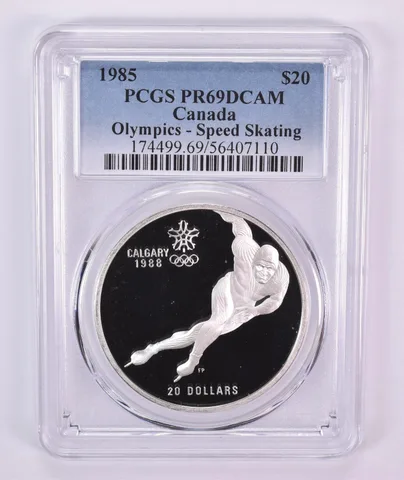 1985 Canada 20 Dollars Calgary Olympics Speed Skating PR69 DCAM PCGS