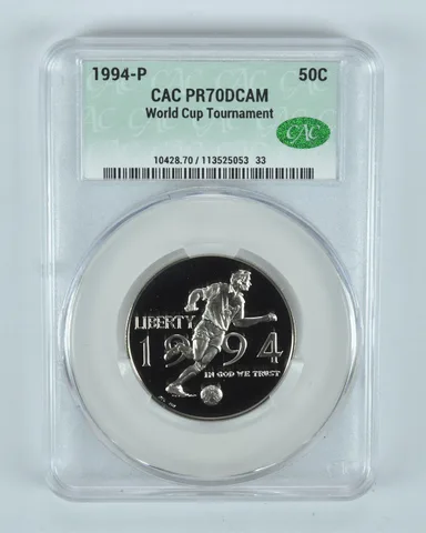 1994-P World Cup Soccer Commemorative Half Dollar PR70 DCAM CAC CACg