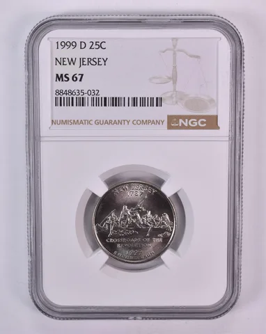 1999-D Washington State Quarter New Jersey MS67 NGC Brown Label