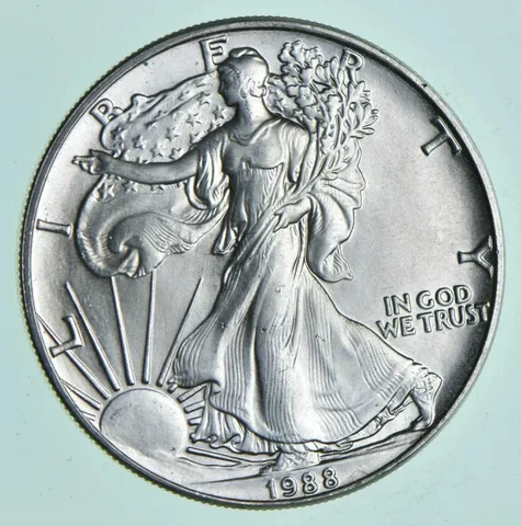 1988 Unc American Silver Eagle 1 Troy Oz .999 Fine Silver