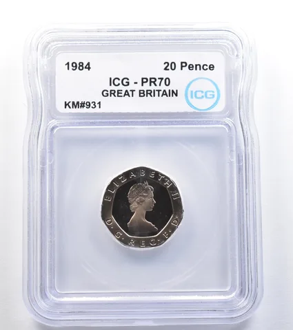 1984 Great Britain 20 Pence KM#931 PR70 ICG *7833