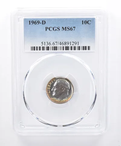 1969-D Roosevelt Dime MS67 PCGS Beautiful Tone *8321