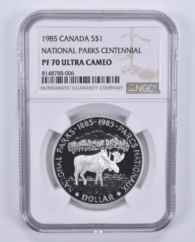 1985 Canada 1 Dollar Silver National Parks Centennial PF70 UCAM NGC Brown Label
