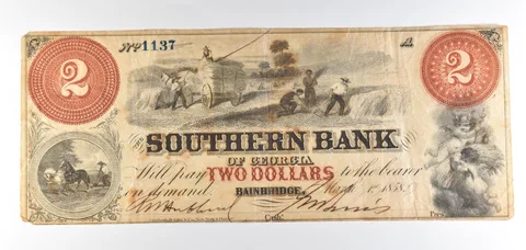 1858 $2 Bainbridge GA Southern Bank Of Georgia Obsolete Note *8798