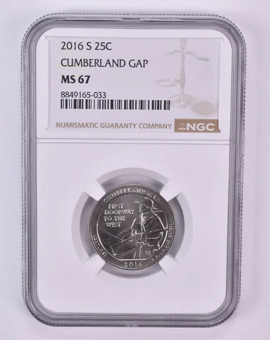 2016-S Washington Quarter Cumberland Gap ATB MS67 NGC Brown Label