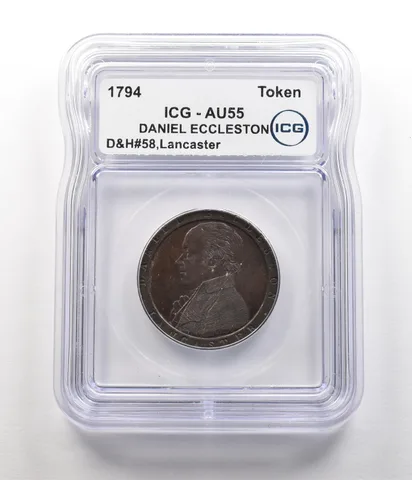 1794 Lancaster Half Penny Token Daniel Eccleston D&H#58 AU55 ICG *6757