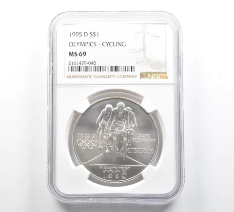1995-D Olympic Cycling Commemorative Silver Dollar MS69 NGC Brown Label