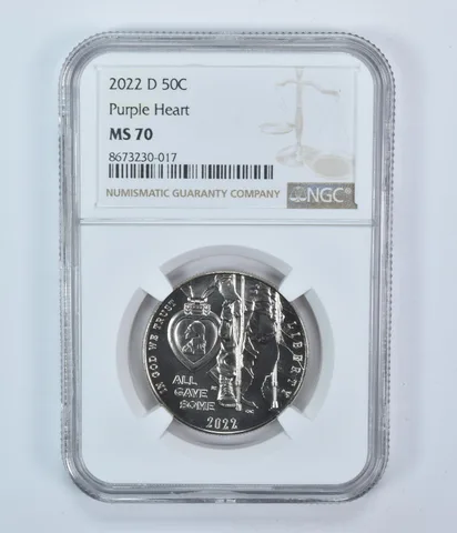 2022-D Purple Heart Commemorative Half Dollar MS70 NGC