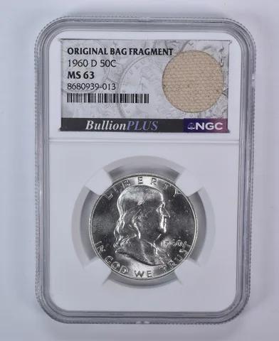 1960-D Franklin Half Dollar Original Bag Fragment MS63 NGC