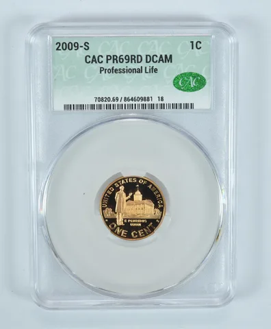 2009-S Lincoln Memorial Cent Professional Life PR69 RD DCAM CAC CACg