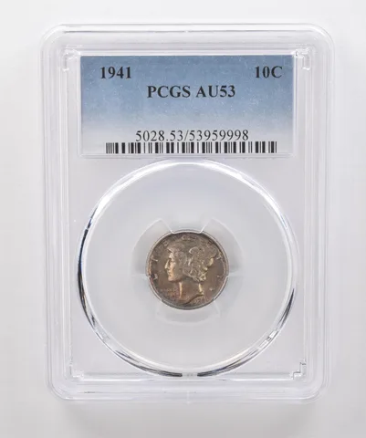 1941 Mercury Dime AU53 PCGS Beautiful Tone *1839