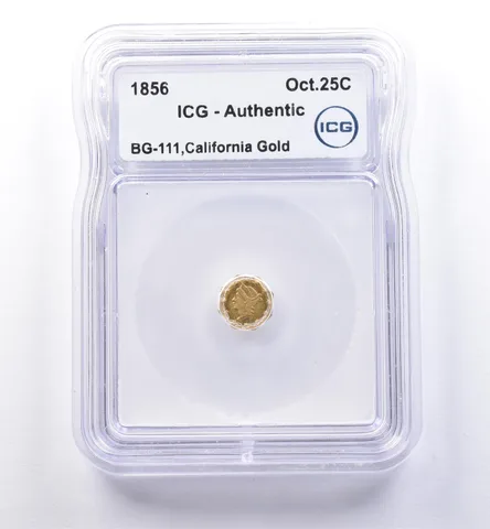 1856 California Fractional Gold Liberty Head 25 Cents BG-111 Authentic ICG *8381