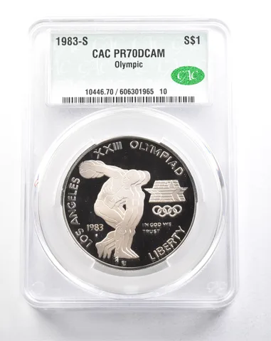 1983-S Olympic Discus Commemorative Silver Dollar PR70 DCAM CAC *5774