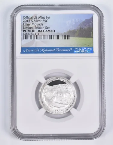 2017-S Silver PF70 ANT Effigy Mounds Quarter Limited Edition NGC
