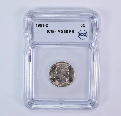 1951-D Jefferson Nickel MS66 FS ICG