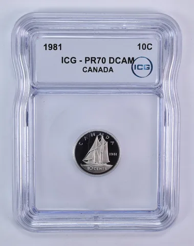 1981 Canada 10 Cents Bluenose PR70 DCAM ICG