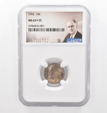 1955 Roosevelt Dime MS67+ FT NGC Beautiful Tone *2191