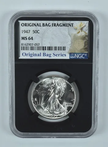 1947 Walking Liberty Half Dollar Original Bag Fragment MS64 NGC