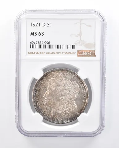 1921-D Morgan Silver Dollar MS63 NGC Toned a2558