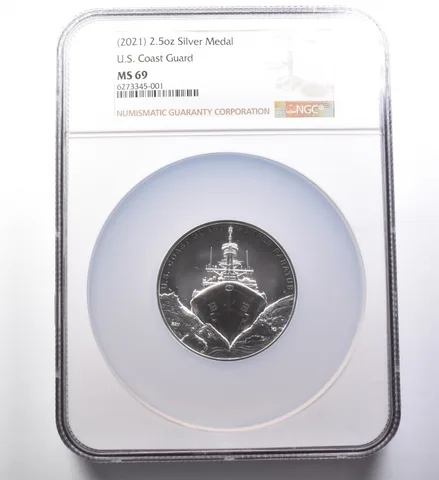 (2021) 2.5 Oz Silver Medal US Coast Guard First Releases MS69 NGC *0048