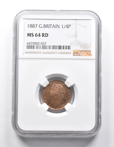 MS64 RD 1887 Great Britain 1/4 Penny NGC *9975